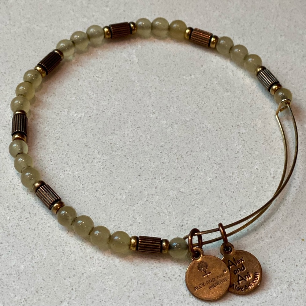 Alex and Ani Bead Bangle Bracelet in Gold Taupe